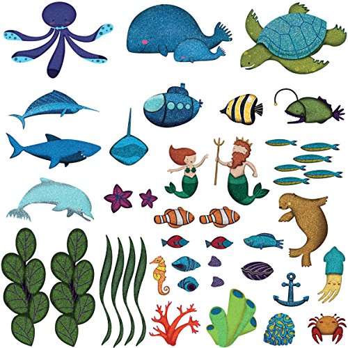 Ocean Scene Wall Decals by My Wonderful Walls - 44 Peel & Stick Under the Sea Wall Decals for Ocean Themed Nursery and Under the Sea Birthday Party