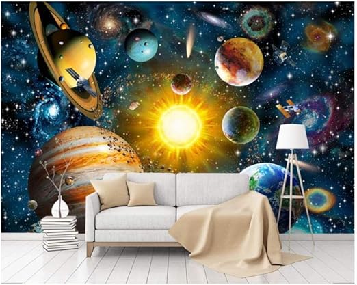 Amazon 3dハンドペインティングスペースユニバース壁紙壁壁画デカール用キッズボーイズ寝室ホーム壁の装飾カスタムカートンウォールペーパー 280cm W X 180cm H 9 2 X6 10 Ft 壁紙