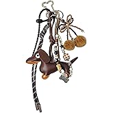 CAZOYIN Leather Bag Charms Designer Dachshund Purse Charm Bow Camera Rope Keychains Y2k Backpack Handbag Accessories