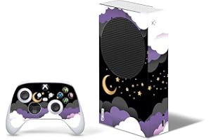 Compatible with X1 Series S Skin by ZOOMHITSKINS, Moon Cloud Stars Night Sky Kawaii Black Purple Anime, Durable, Bubble-free, Goo-free, Made in The USA
