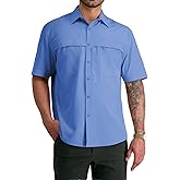 ZAFUL Men's Fishing Shirts Sun Protection Short Sleeve Travel Work Hiking Shirt Button Down Shirts with Zipper Pockets