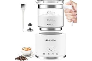 MORPILOT Electric Milk Frother and Steamer, 16.9oz/500ml Milk Steamer and Frother for Latte, Dishwasher Safe, BPA Free, 4 Functions, Enjoy Perfect Milk Froth in 2 Min - White
