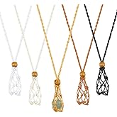 DICOSMETIC 5Pcs 5 Colors Adjustable Crystal Necklace Holder 18.11 Inch Gemstones Cage Necklace Empty Stone Necklaces Adjustable Waxed Cord Netted Necklaces for Jewelry Making