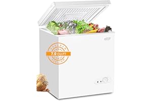Krib Bling Chest Freezer Compact Freezers with Removable Storage Basket Adjustable Thermostat for House Kitchen Garage Basement 7.0 cu.ft White