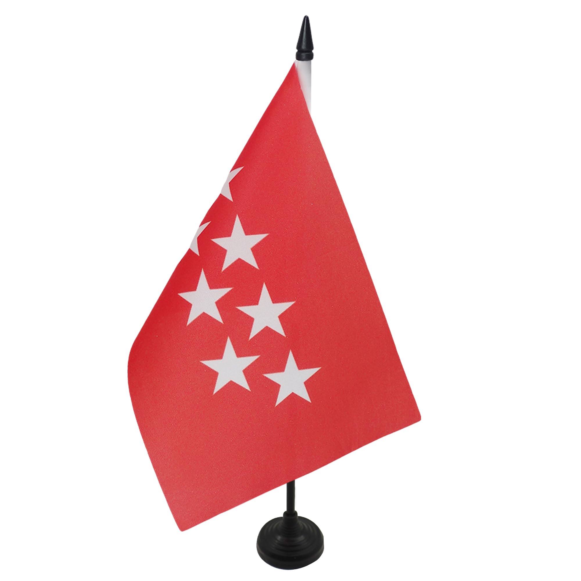 AZ FLAG Community of Madrid Table Flag 5'' x 8'' - Spanish region of Comunidad de Madrid Office Decoration 100% Polyester 21 x 14 cm - Mini Desk Flag with Pole and Black Plastic Base — image 1