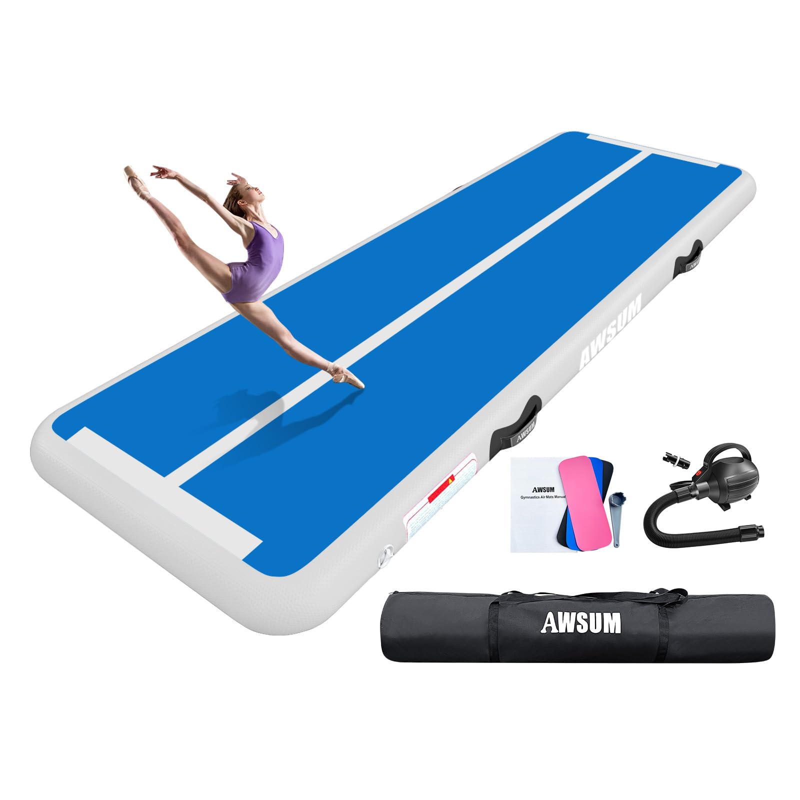 Photo 1 of AWSUM 13ft Air Mat Tumbling Tracks 4 inches Thickness Inflatable Gymnastics Training Mat with Electric Air Pump for Gym/Water/Yoga