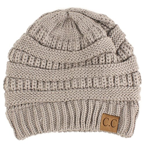Winter Trendy Soft Cable Knit Stretchy Warm Ribbed Beanie Skully Ski Hat Cap Solid Gray - Thumbnail 4
