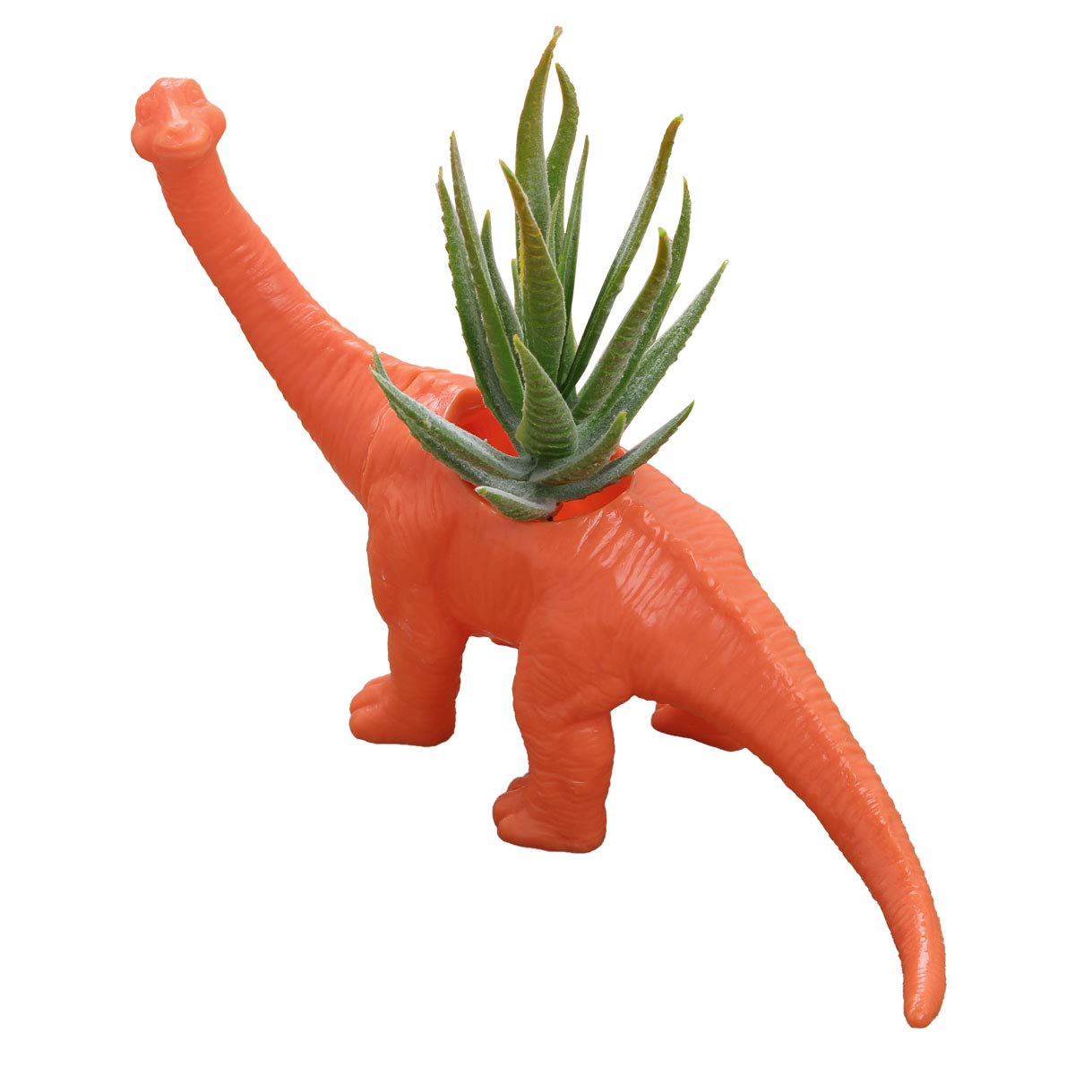 TiaoBug Cute Animal Bonsai Pot Flower Pot Plant Vase Gardening Planter with Drain Hole for Home Office Desktop Decoration Orange Brachiosaurus
