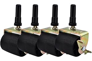 CIPOOH Bed Frame Wheels Casters Rollers with Locking, Heavy Duty Bed Frame Casters, Metal Stem Bed Frame Rollers with Plastic Socket Sleeve Insters, Protect Floor, Set of 4