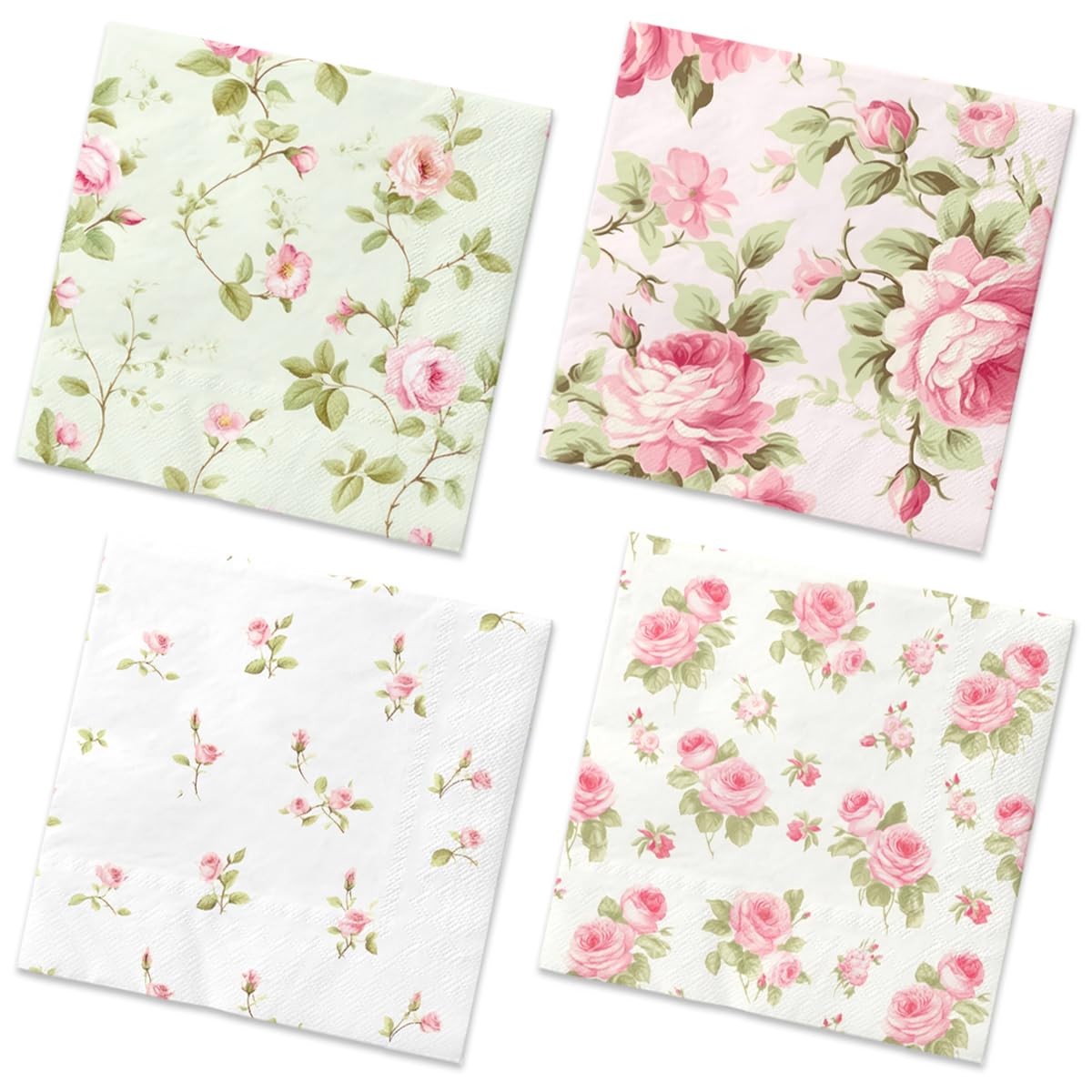 Photo 1 of 40Pcs Floral Napkins-Spring Disposable Paper Napkins Vintage Rose Floral Decoration for Garden Spring Tea Party