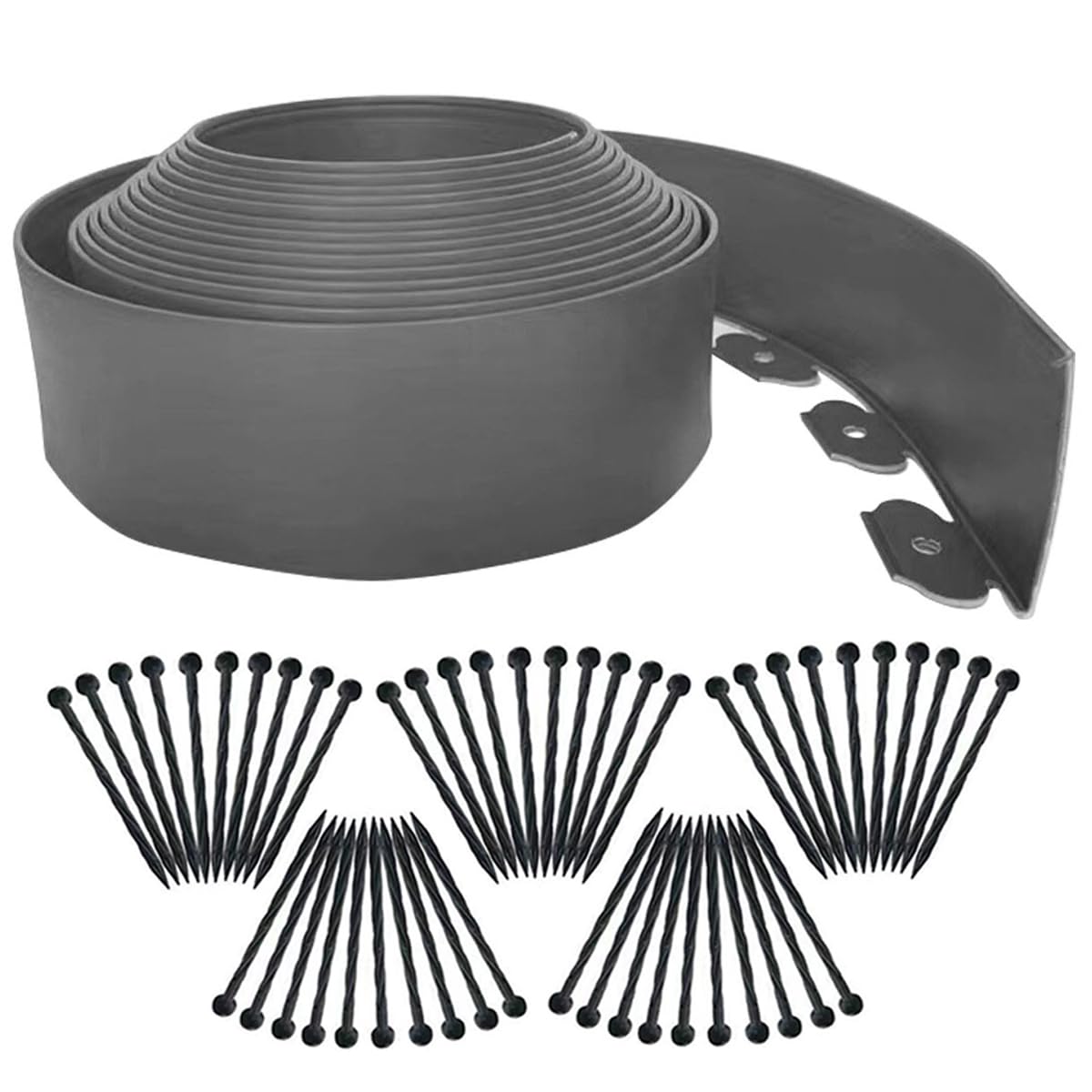 10M Garden Edging Borders,Lawn Edging Border[Extra Tall 4IN High] with 50pcs Stakes Flexible Landscape Edging Kit,Mini Plastic Fence for Yard,Landscaping,Flowerbeds,Grass,Tree -Grey