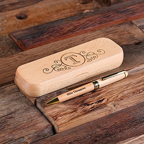 New Town Creative Personalised Wood Desktop Pen Set Engraved and Monogrammed Corporate Promotional Gift by Distinctive Goods