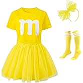 Okbebe Letter M Halloween Cosplay Costume Women Party Team Group T-Shirt With Tutu Skirts Headband Socks Set