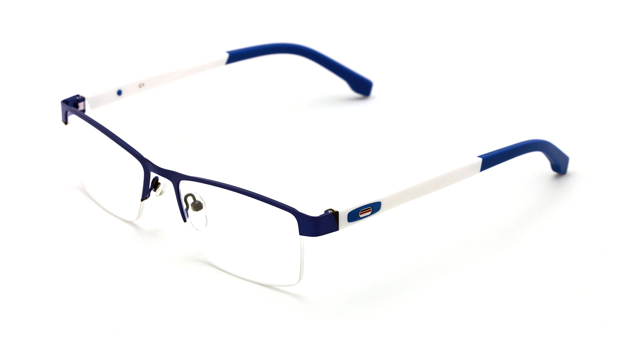Men Half Rimless Rectangular Non-prescription Glasses Frame