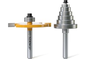 XDENGP Rabbet Router Bit Set 1/4 Shank, Rabbeting Router Bits 1pcs with 6 Bearings for Interchangeable and Adjustable Multi Depths Cutter 1/8", 1/4", 5/16", 3/8", 7/16", 1/2"