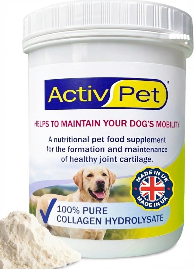 ArthroVite Joint Supplement for Dogs – Hydrolysed Collagen Powder For Senior & Adult Dogs – for Mobility, Hip & Joint Care – Activ Pet – 100% Pure – 250g Made in UK