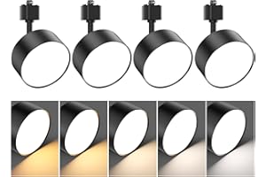 TuyuBEE 5 Color Diffuse LED Track Lighting Heads H Type Track Light Heads Dimmable Kitchen Track Lighting Fixtures Ceiling, Compatible with H Track Rails - Flicker Free CRI90+ 20W 2000lm, 4 Pack Black