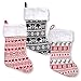 Gift Boutique Set of 3 Christmas Stockings Holiday Stocking, Red White and Grey Colors with Reindeer, Tree, Heart and Snowflake Design