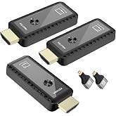 Wireless HDMI Transmitter and Receiver 328ft/100M, Wireless HDMI Extender Kit, Plug &amp; Play, 4K Decode Support 2.4/5G for Streaming Video and Audio to Monitor from Laptop/Pc/Tv Box, Black+2RX