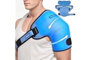 Comfpack Shoulder Ice Pack Wrap, Shoulder Brace with 3D Ice Pack for Injuries, Reusable Hot Cold Therapy Compression Sleeve for Rotator Cuff Pain Relief Tendonitis, Surgery, Swelling