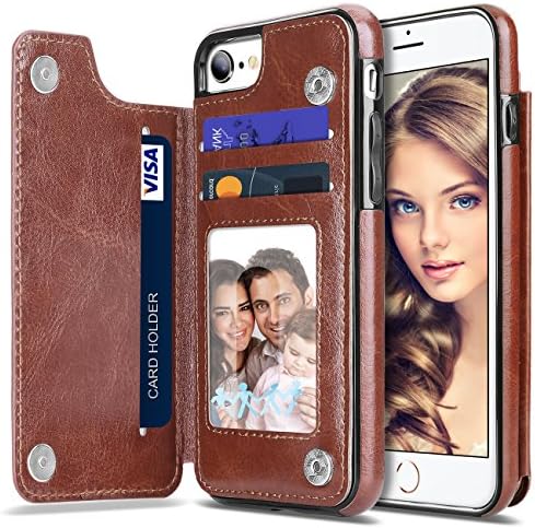 iPhone 6S Case, Vofolen iPhone 6S Wallet Case Kickstand Card Holder Flip Cover ID Pocket Protective TPU Bumper Shell Magnetic Folio PU Leather Case with Hidden Credit Card Slot for iPhone 6 6S (Brown)