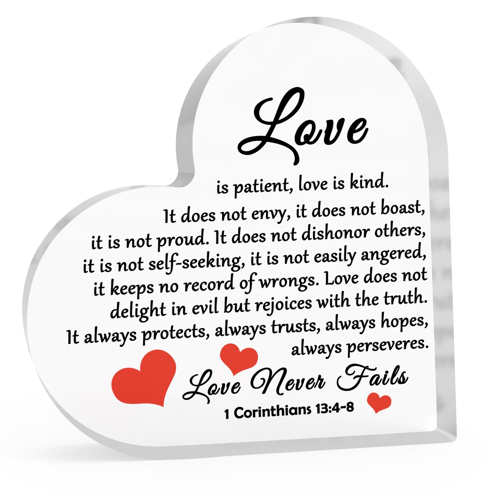 Religious Bible Verses Gift Christian Gifts for Women Acrylic Heart-Shaped Keepsake Baptism Gift for Boy Girl First Communion Gift Acrylic Heart Plaque Religious Inspirational Gift for Christian