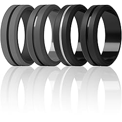 ThunderFit Silicone Wedding Rings for Men, Brushed