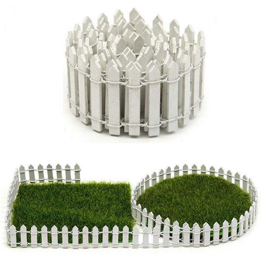 Miniature Fairy Garden Kit Wood Fence Terrarium Doll House DIY Accessories Decor White 90X5cm