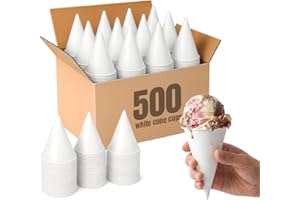 EXITOGLOBAL Paper Snow Cone Cups Bulk (Pack of 500-4.5 Oz) Paper Cone Cups for Water Cooler Dispenser, Leak-Proof, Snowcone 4