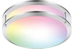 BUBO Smart Flush Mount Ceiling Light, 12 Inch WiFi Ceiling Light, Compatible with Alexa Google Home, RGB&CCT 2700K~6000K, 24W=240W, 2000LM, Dimmable Ceiling Light Fixture for Indoor Hallway Bedroom