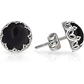 925 Sterling Silver Gemstone Studs Earrings for Women - Sterling Silver Earrings Studs - Birthstone Earrings - Gemstone Earrings for Women - Minimalist Earrings for Women