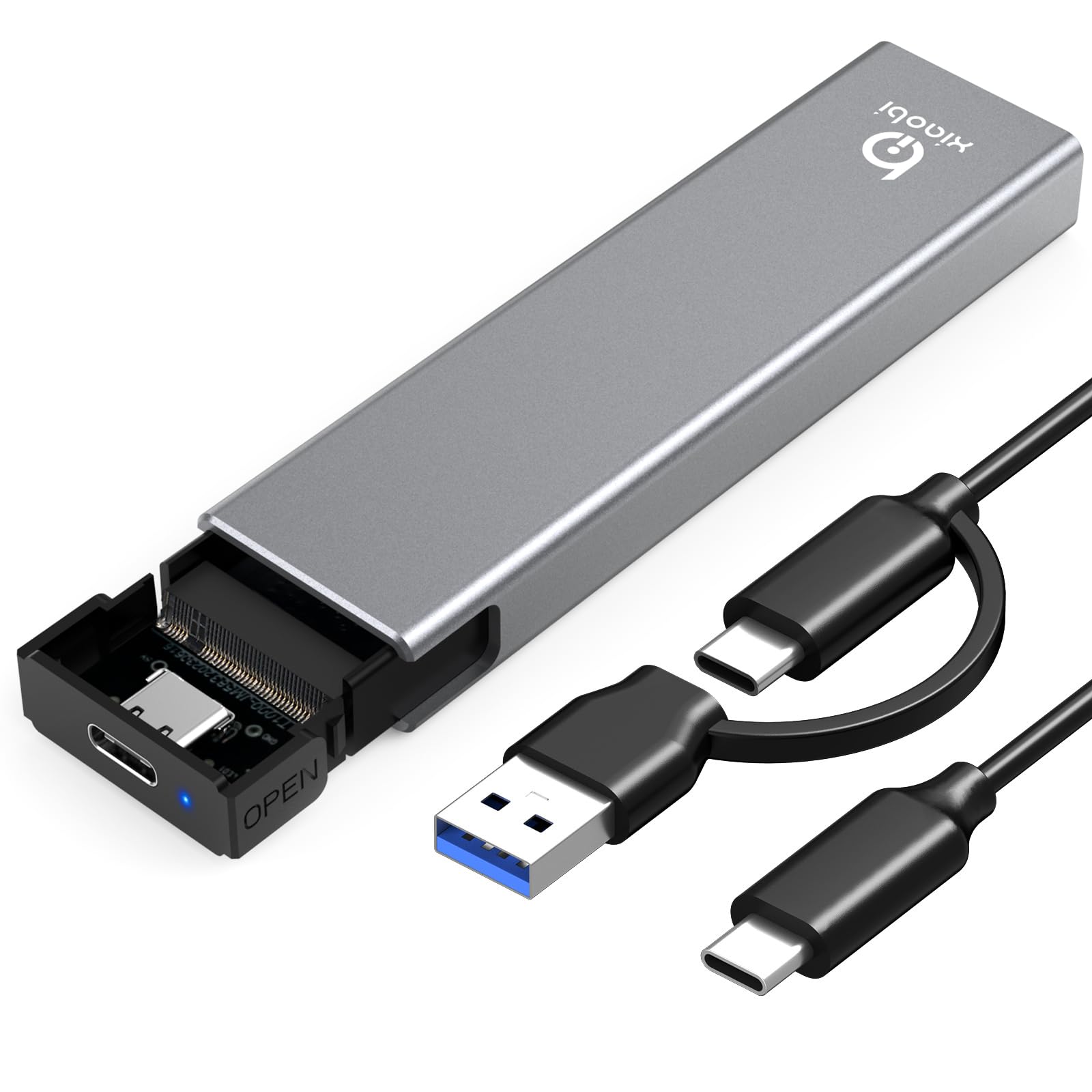 Photo 1 of Xiaobi M.2 NVMe SSD Enclosure, Tool-Free Installation, USB 3.2 Gen 2 (10 Gbps) to NVME M-Key/(B+M) Key PCIe NVMe Reader Support UASP and Trim, for SSDs 2230/2242 /2260/2280?Gery?