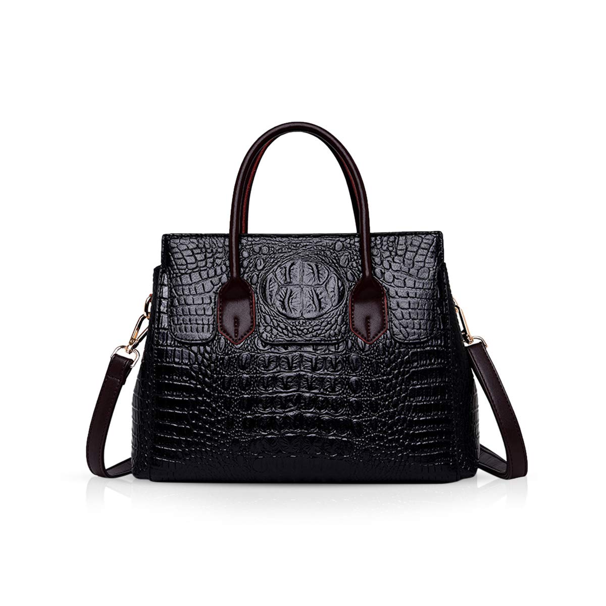 NICOLE & DORIS Woman Handbags bags for women Crocodile top handle bags luxurious leather fashion handbags PU leather Black