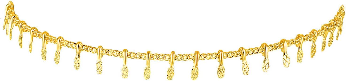 DREMMY STUDIOS Gold Dangle Ankle Bracelet,14K Gold Plated Dainty Tassel Chain Boho Beach Summer Anklets for Women