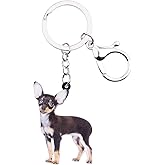 DUOWEI White Chihuahua Gifts Adorable Acrylic Puppy Dog Keychains Key Chain for Women Purse Charms