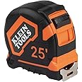 Klein Tools 9125 Tape Measure, Heavy-Duty Measuring Tape with 25-Foot Single-Hook Nylon Reinforced Blade, With Metal Belt Clip