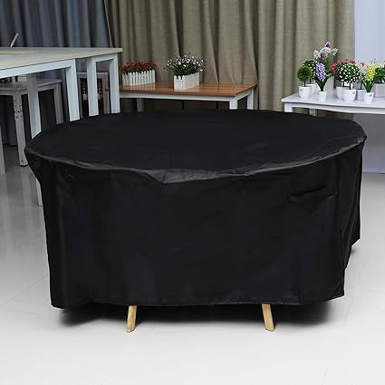 King Do Way Patio Furniture Covers Round 73 Inches Patio Table And Chair Cover Oval 600d Black Large