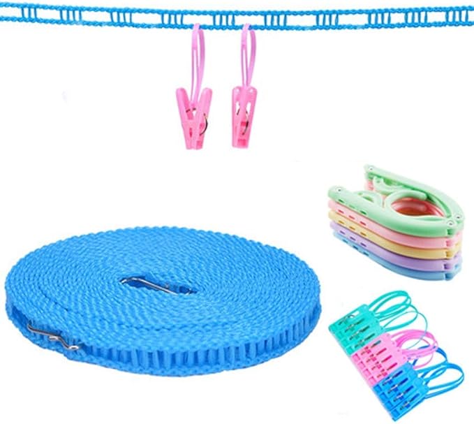 Wäschetrockner,Airer Windproof Rope Waschleine 10M Mit 17