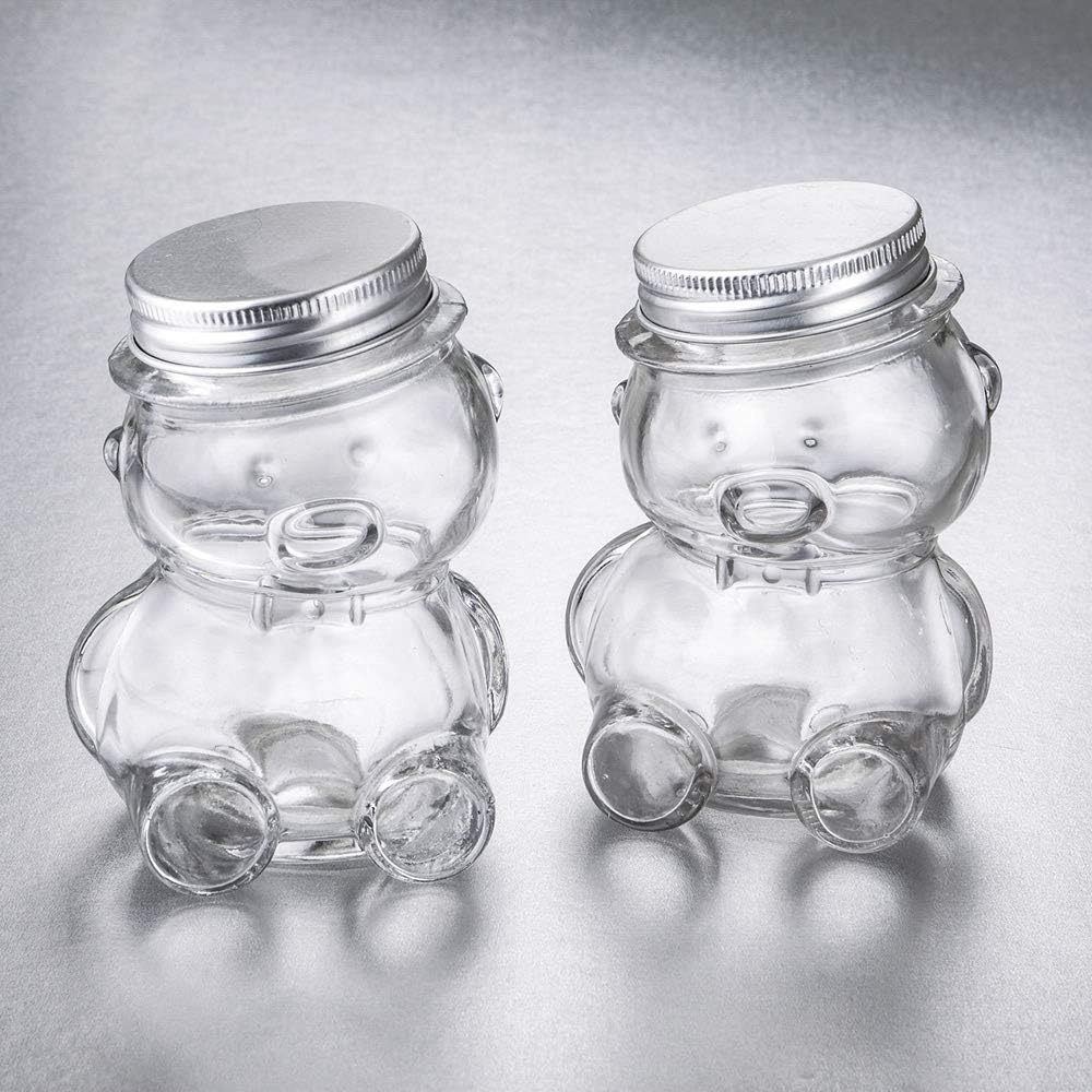 FavorOnline Perfectly Plain Collection Teddy Bear Jar with Matte Silver Screw On Lid, 36