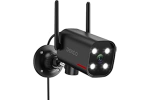 DEKCO Wired 2K Security Camera Outdoor, 180° Pan & 270° Coverage, 24/7 Constant Power Surveillance, Full Color Night Vision, 