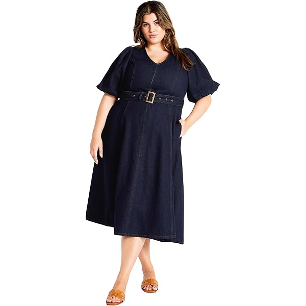 City Chic Women's Plus Size Lula Denim Dress, Dark Wash, 12 at Amazon  Women's Clothing store