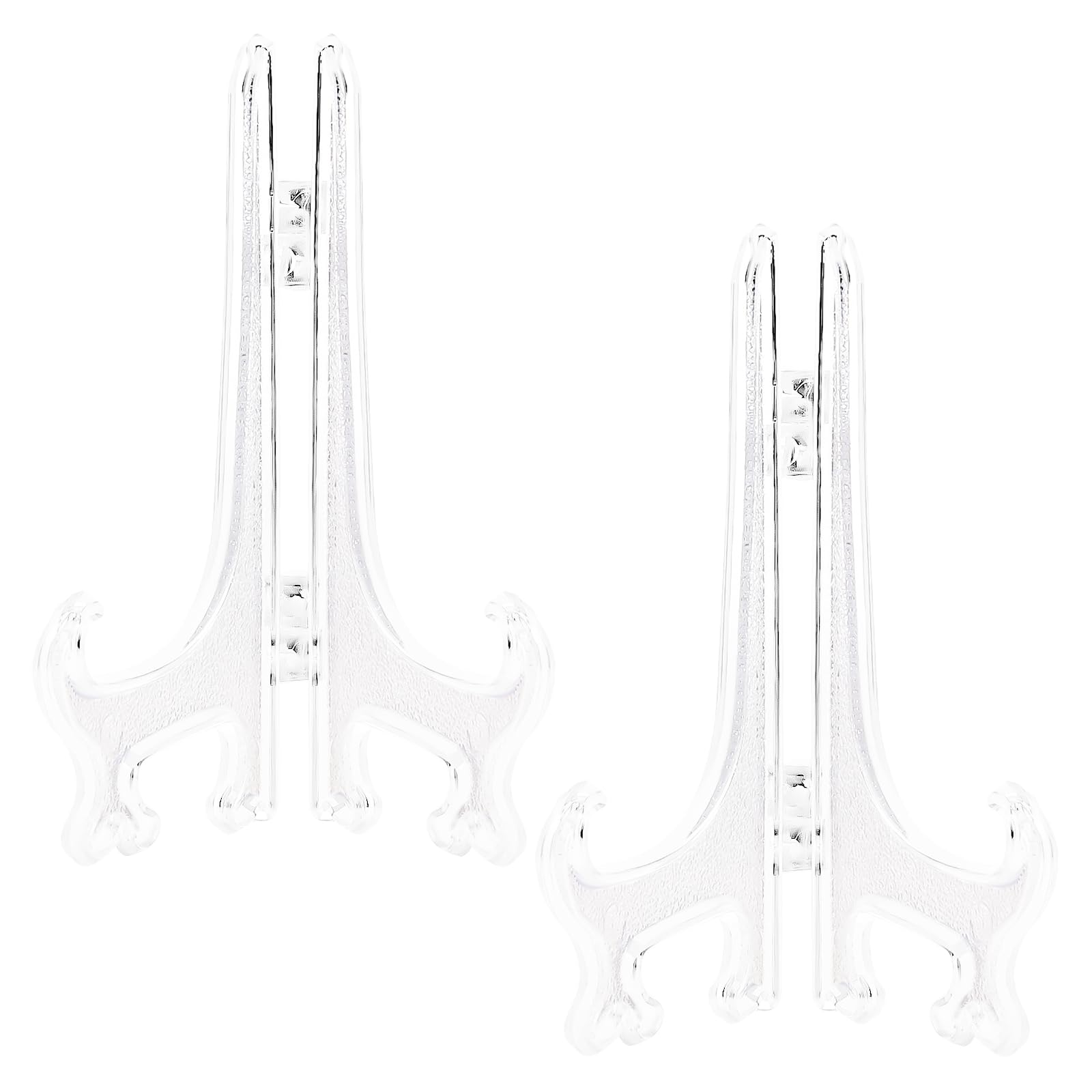 Photo 1 of Funzhan 10 Inch Clear Acrylic Easel Stand 2pcs Large Plate Display Holder for Decorative Chargers Wall Art Framed Photos Table Centerpieces Wedding Decor Foldable