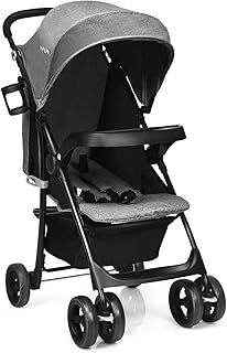 GOPLUS Multi Kinderwagen, Zusammen klappbarer Babywagen, Buggy Verstellbar mit vier Rädern, Liegeposition, Sportwagen mit Babyschale/Sonnenverdeck/Tischplatte/Wickeltasche/Getränkehalter (Grau)