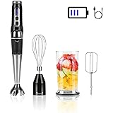 Cordless Hand Blender Rechargeable, Powerful Immersion Stick Blender , Portable Electric Hand Mixer Variable Speed Control wi