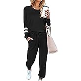 Ekouaer Sweatsuits Womens Loungewear Set Tracksuit Long Sleeve Pajamas Set with Pockets 2 Piece Outfits Lounge Sets