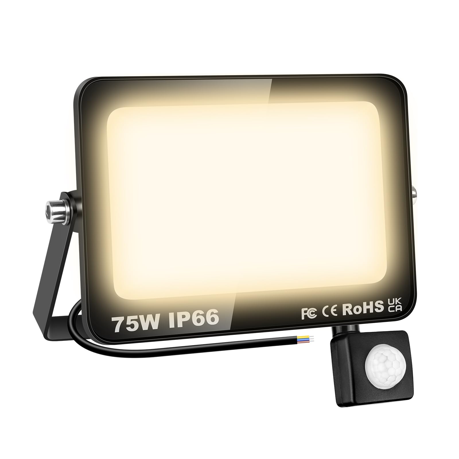 AUXTINGS LED Floodlight with Motion Sensor,75W 7500LM Outdoor Security Lights Outside Lamp 4000K Warm White Spot Light Exterior Lighting for Yard Backyard House Court Stadium Parking,IP66 175V-260V