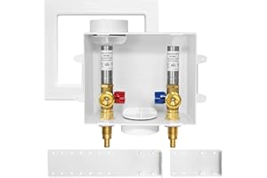 1-Pack HeSun Washing Machine Outlet Box, 1/2 Inch Crimp Pex Inlet x 3/4 Inch MHT Outlet, Pex Washer Laundry Box with Center Drain,with Stainless Steel Arrestor(WM007)