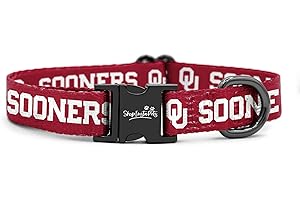 SHOPINSTAPETS Oklahoma Sooners Collars and Leashes | Officially Licensed | Adjustable-Fits All Pets! (Small Collar)