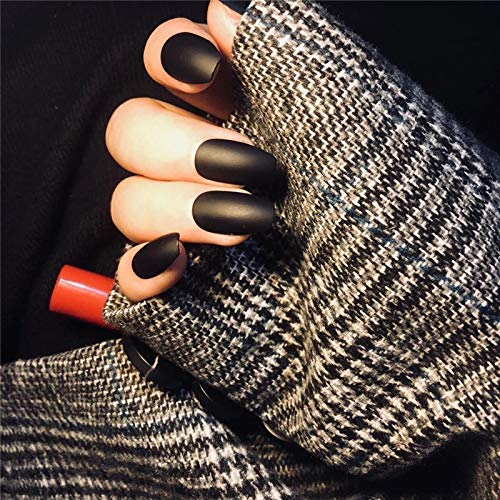 Umillars 24pcs Pure Color Coffin Nails Matte False Gel Nails Art Tips Sets Full Cover Medium False Nails for Ballerina Cosplay Office Lady (Black)… - Image 5