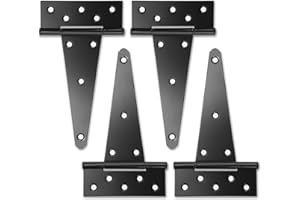 HTHOOOOOME 8 Inch T-Strap Shed Door Hinges, 4 Pack Heavy Duty Tee Hinge, T-Gate Hinges, Gate Strap Hinges, Black Wrought Hardware for Wooden Fences, Barn Door, Shed Doors